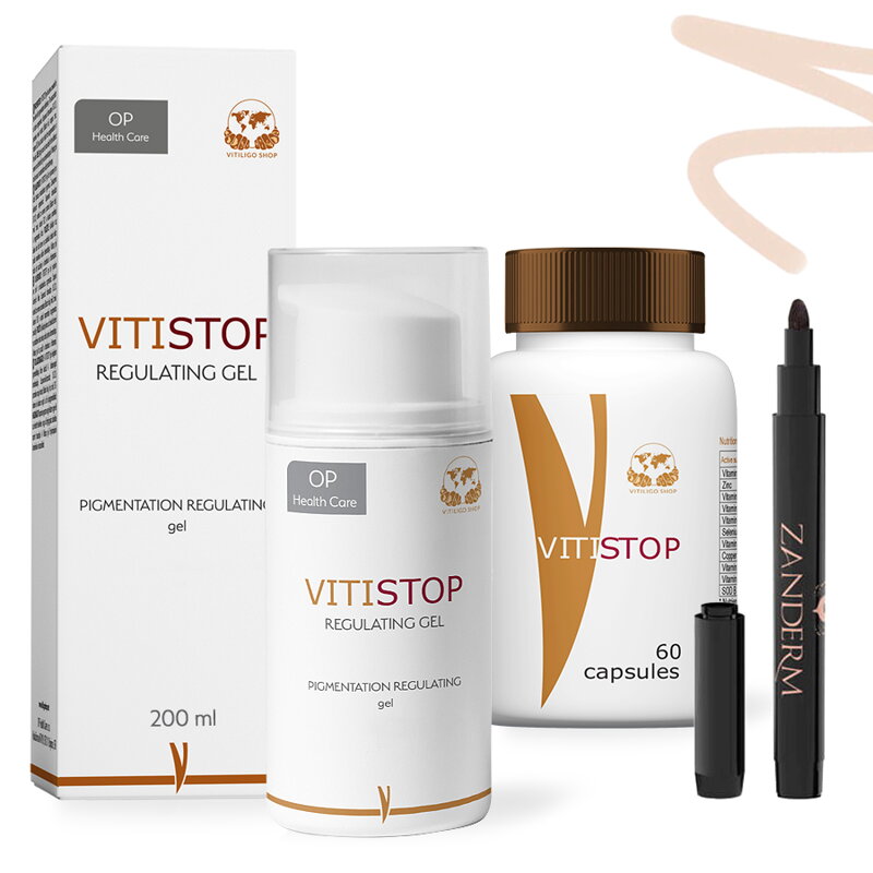 Vitiligo Štartovací Set (200ml Gel + 60 Tabliet + Zanderm korektor) Vitiligo Štartovací Set (200ml Gel + 60 Tabliet + Zanderm korektor)